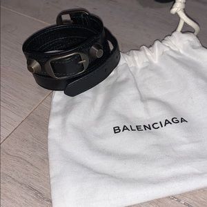AUTHENTIC Balenciaga black leather wrap bracelet
